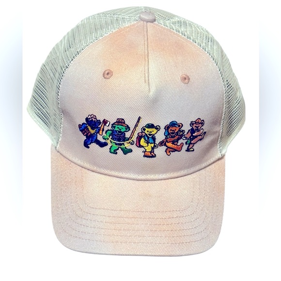 686 The Grateful Dead Trucker SnapBack Hat Pink White Rustic Look Unisex - Picture 1 of 6